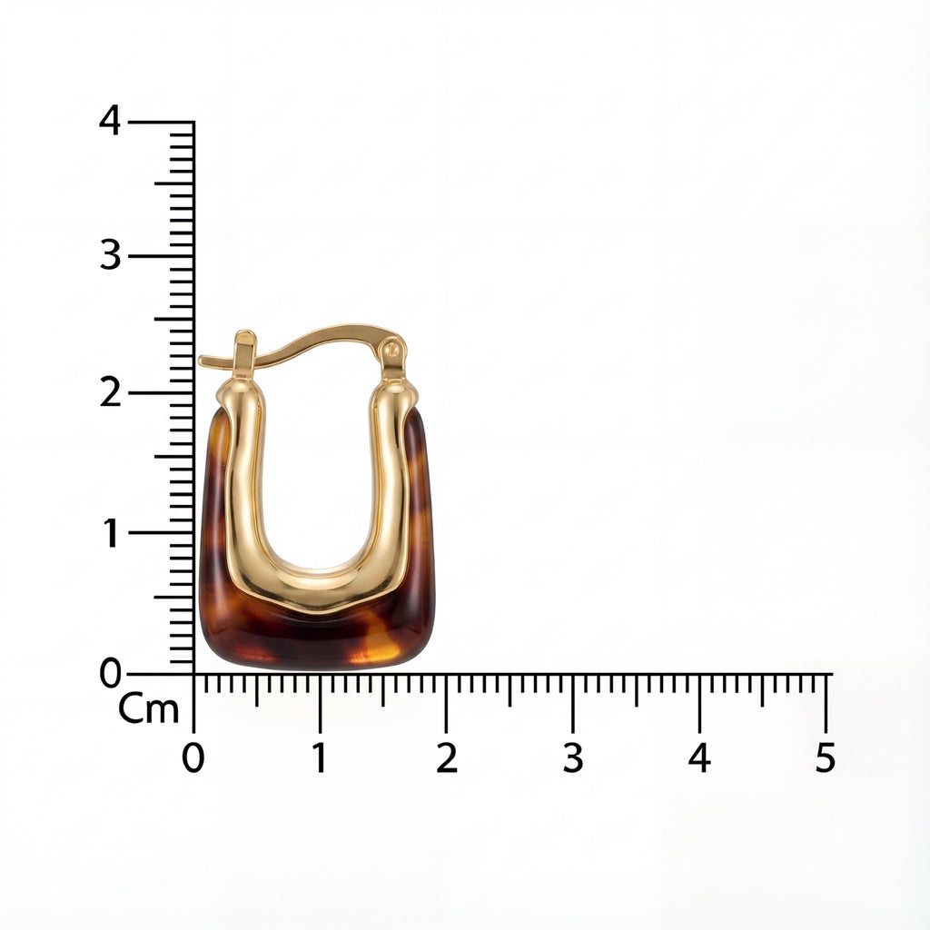 Korean Vintage Amber Resin U-Hoop Earrings : YUFSER291