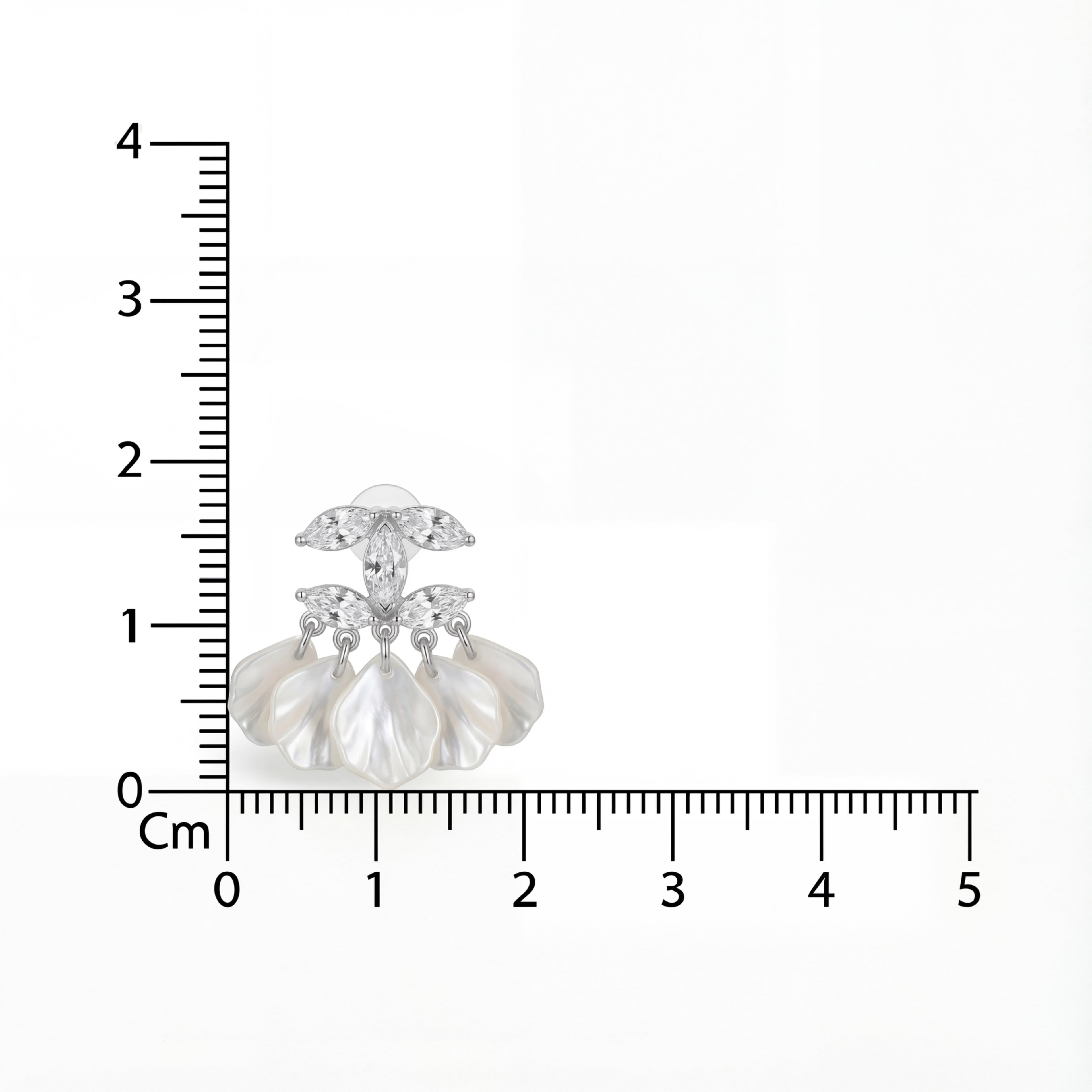 Korean Marquise Crystal & Pearlescent Petal Tassel Earrings : YUFSER294