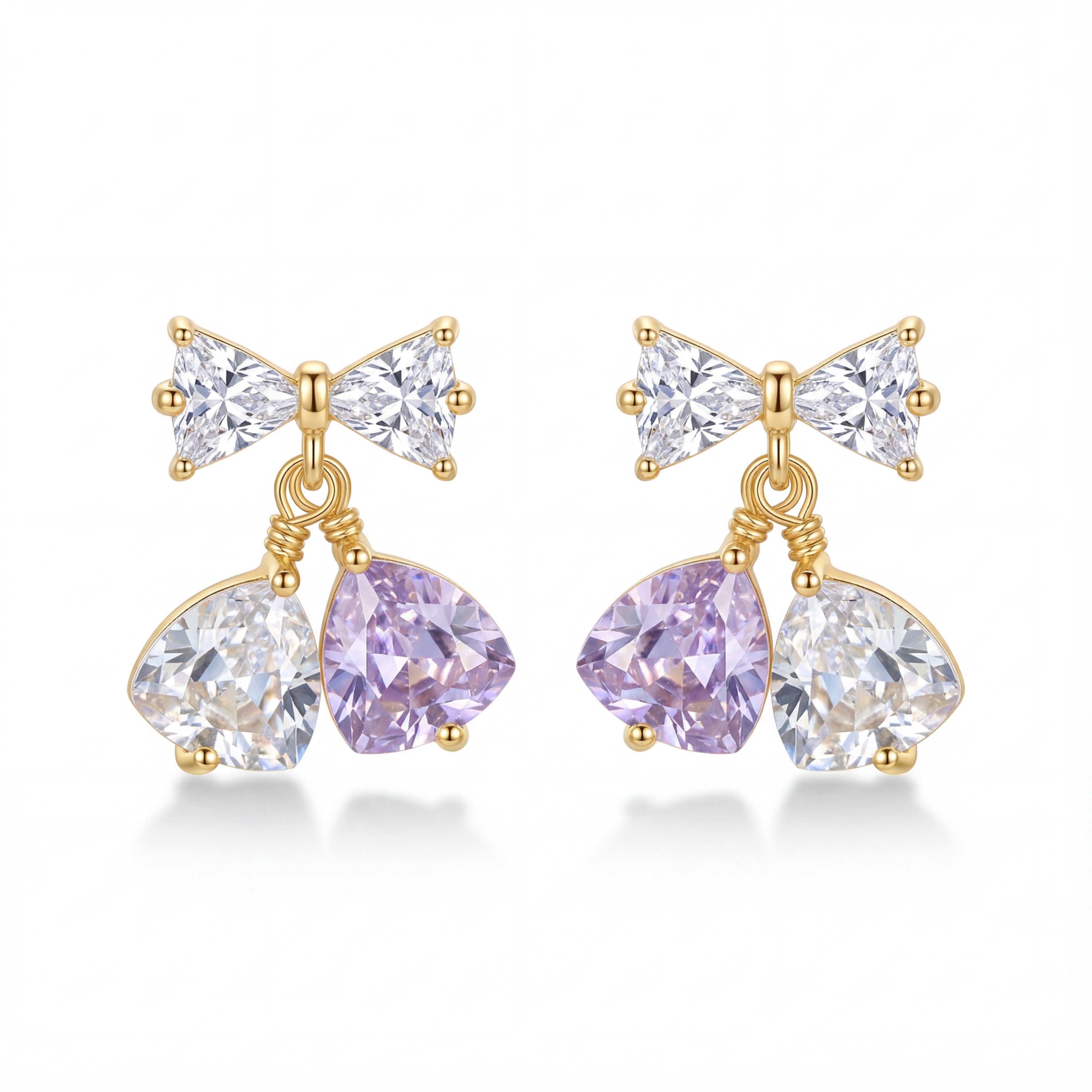 Korean Crystal Bow & Bell Drop Studs : YUFSER300