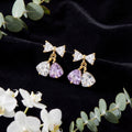 Korean Crystal Bow & Bell Drop Studs : YUFSER300