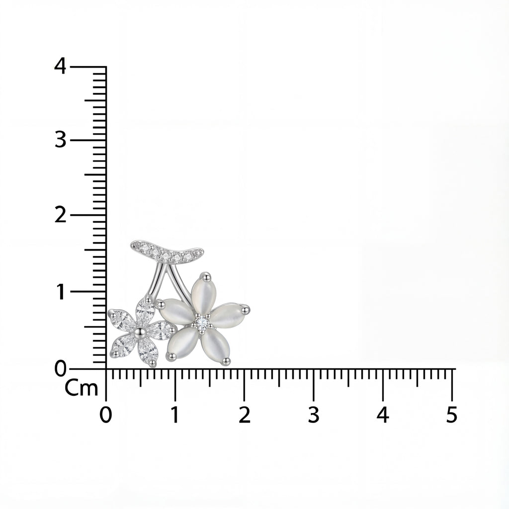 Korean Crystal Bloom Cherry Studs : YUFSER298