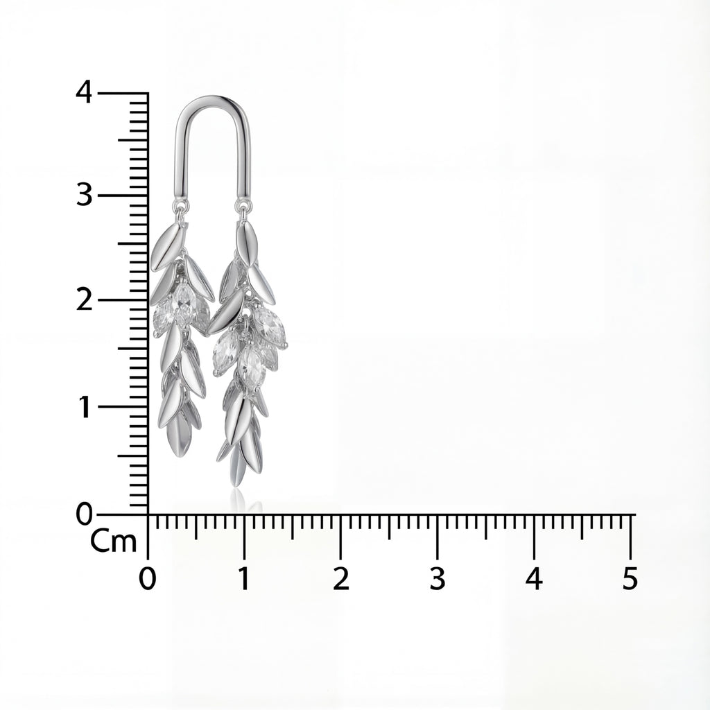 Korean Silver Willow Crystal Tassel Drops : YUFSER297
