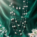 Korean Cascade Layered Pearl Jewelry Set : YUFSNS011