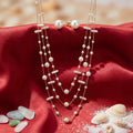 Korean Golden Layered Multi-Shape Pearl Jewelry Set : YUFSNS012