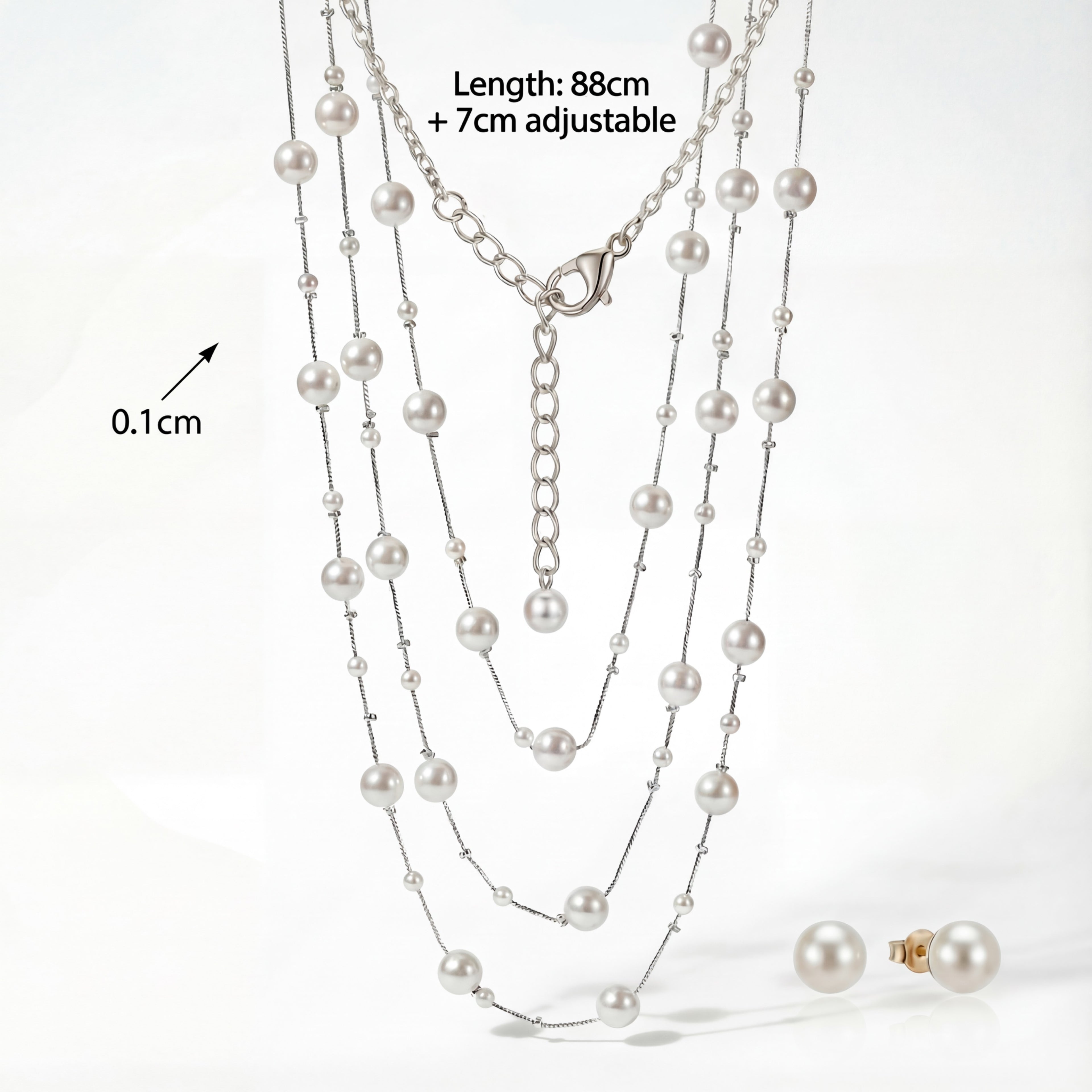 Korean Cascade Layered Pearl Jewelry Set : YUFSNS011
