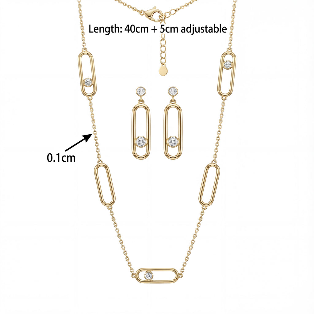 Korean Floating Solitaire Link Jewelry Set : YUFSNS009