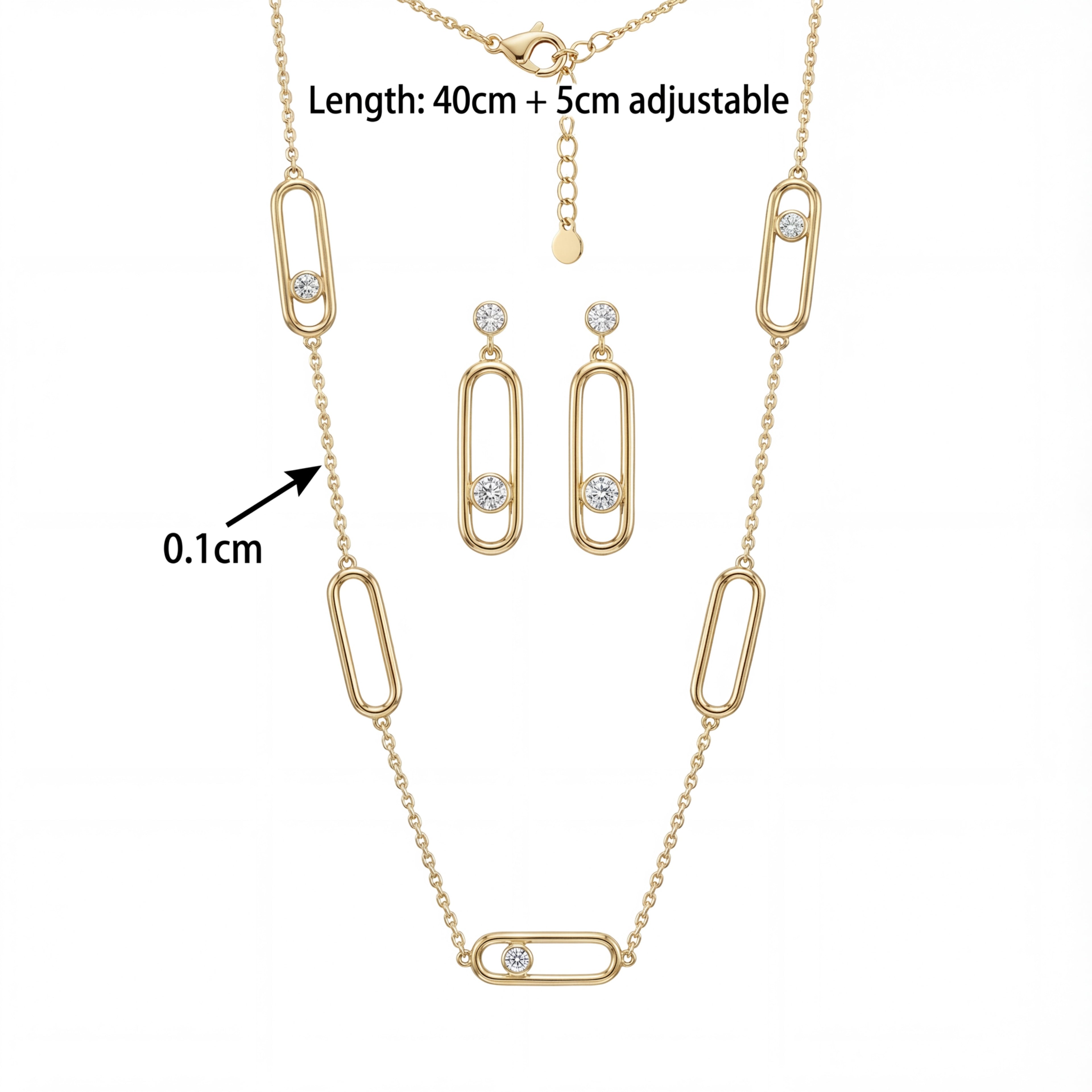 Korean Floating Solitaire Link Jewelry Set : YUFSNS009