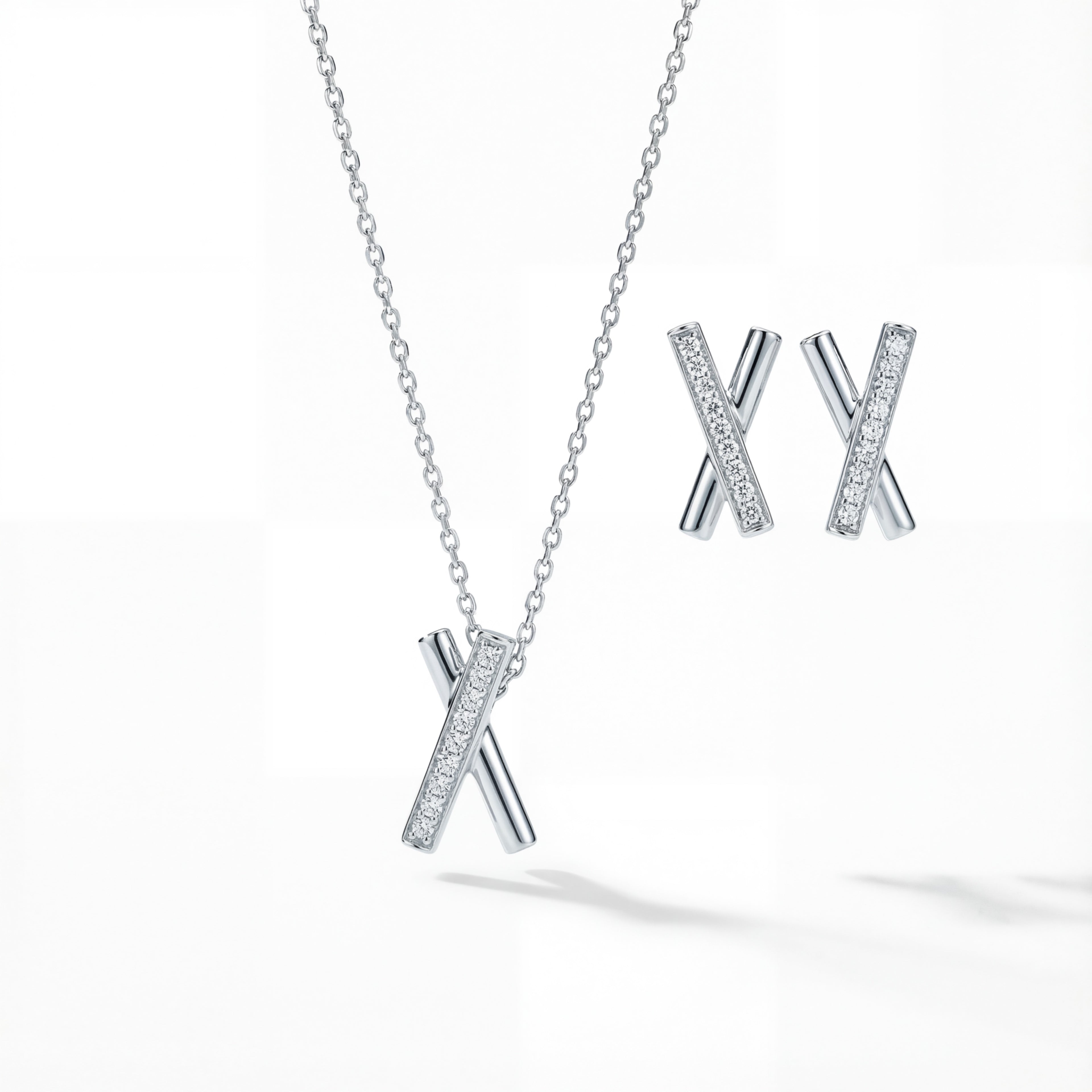 Korean Crossed Bar Jewelry Set : YUFSNS013