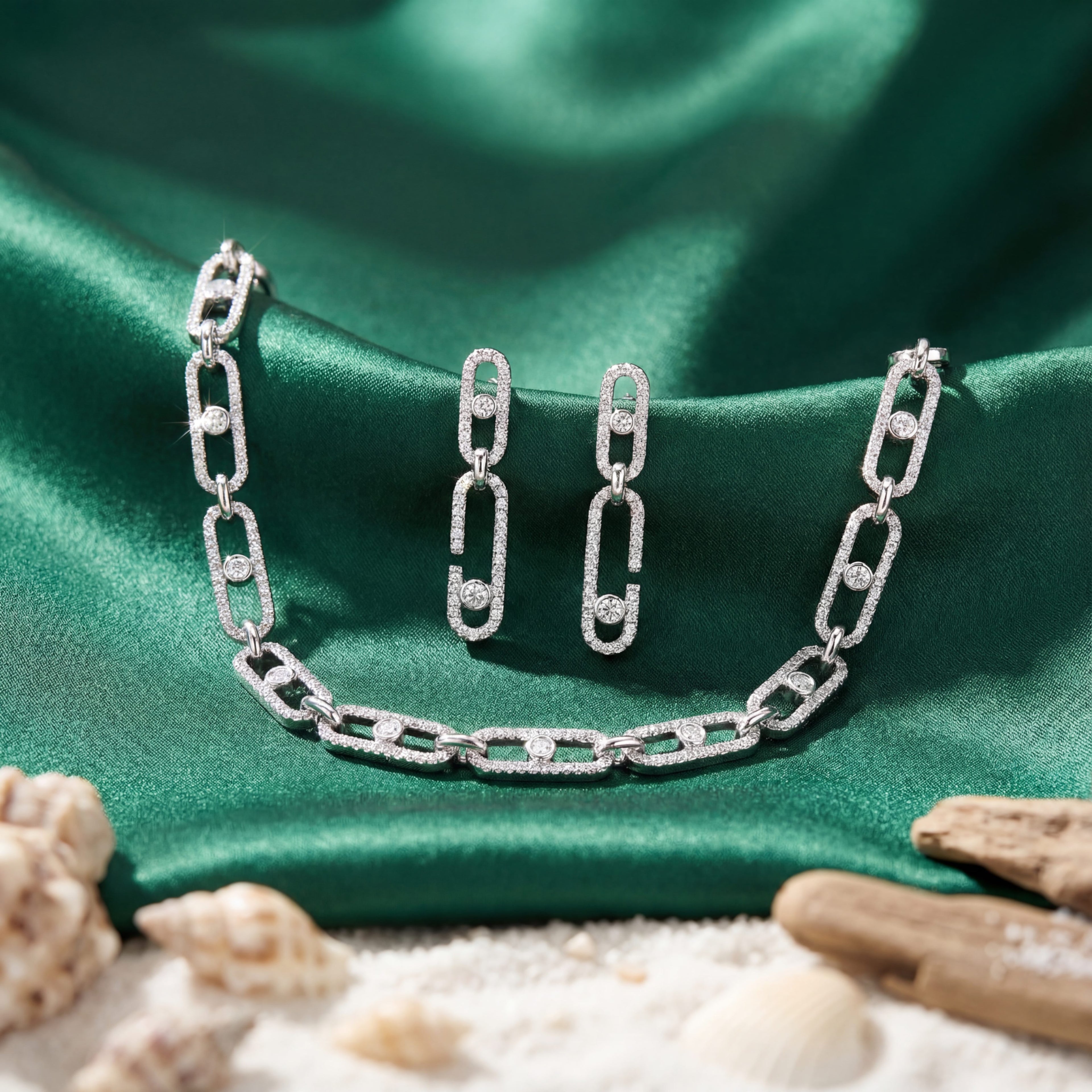 Korean Solitaire Hardware Jewelry Set : YUFSNS010