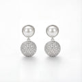 Korean  Orb & Pearl Drop Earrings : YUFSER004-SL