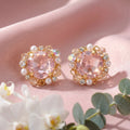 Korean Rose Quartz Dream Wreath Studs : YUFSER304