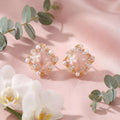 Korean Blush Garden Square Studs : YUFSER305