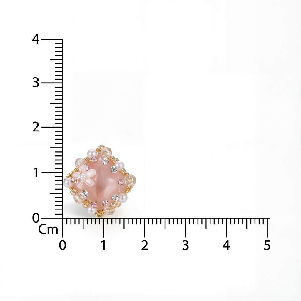 Korean Blush Garden Square Studs : YUFSER305