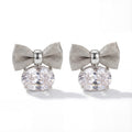 Korean Silk Ribbon & Radiant Crystal Studs : YUFSER006-SL
