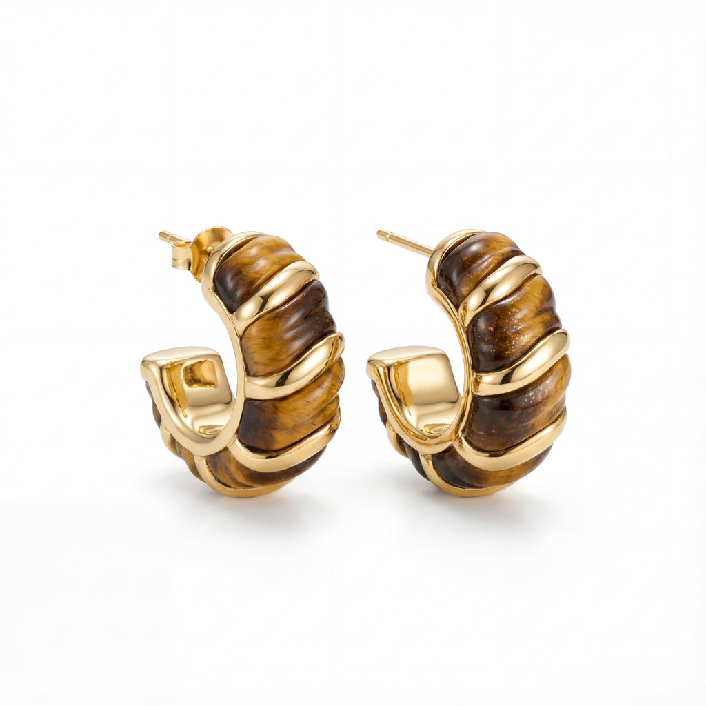 Korean Tiger-Print C-Hoops : YUFSER309