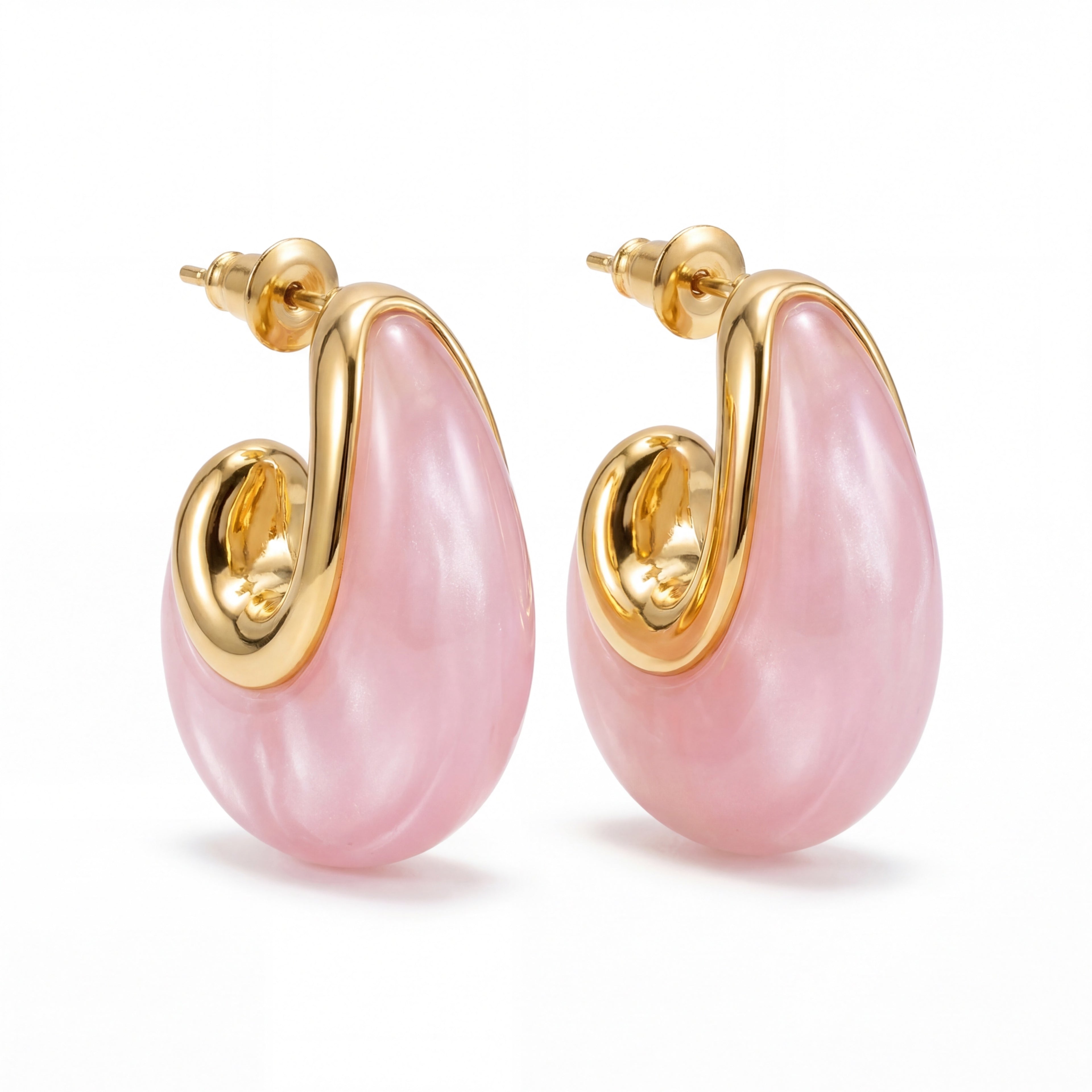 Korean Blushing Marble Teardrop Studs : YUFSER310