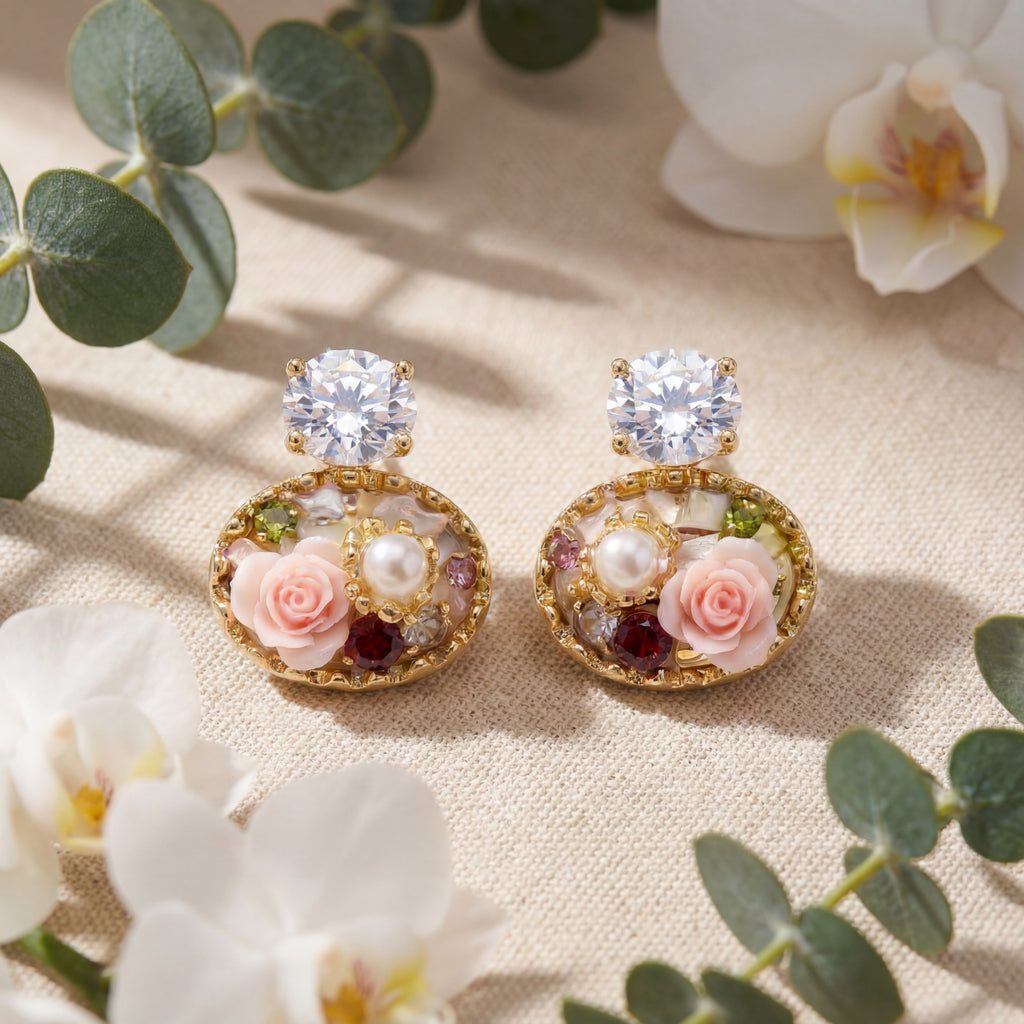 Korean The Victorian Rose Studs : YUFSER306
