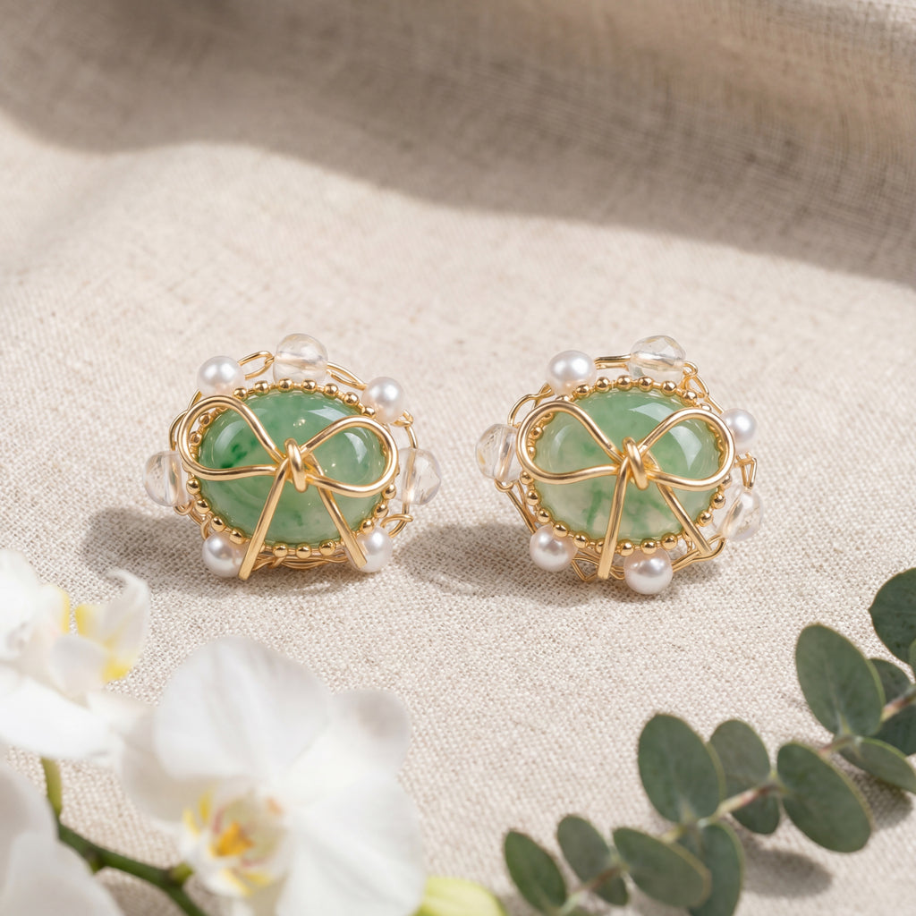 Korean The Sage & Silk Bow Studs : YUFSER307