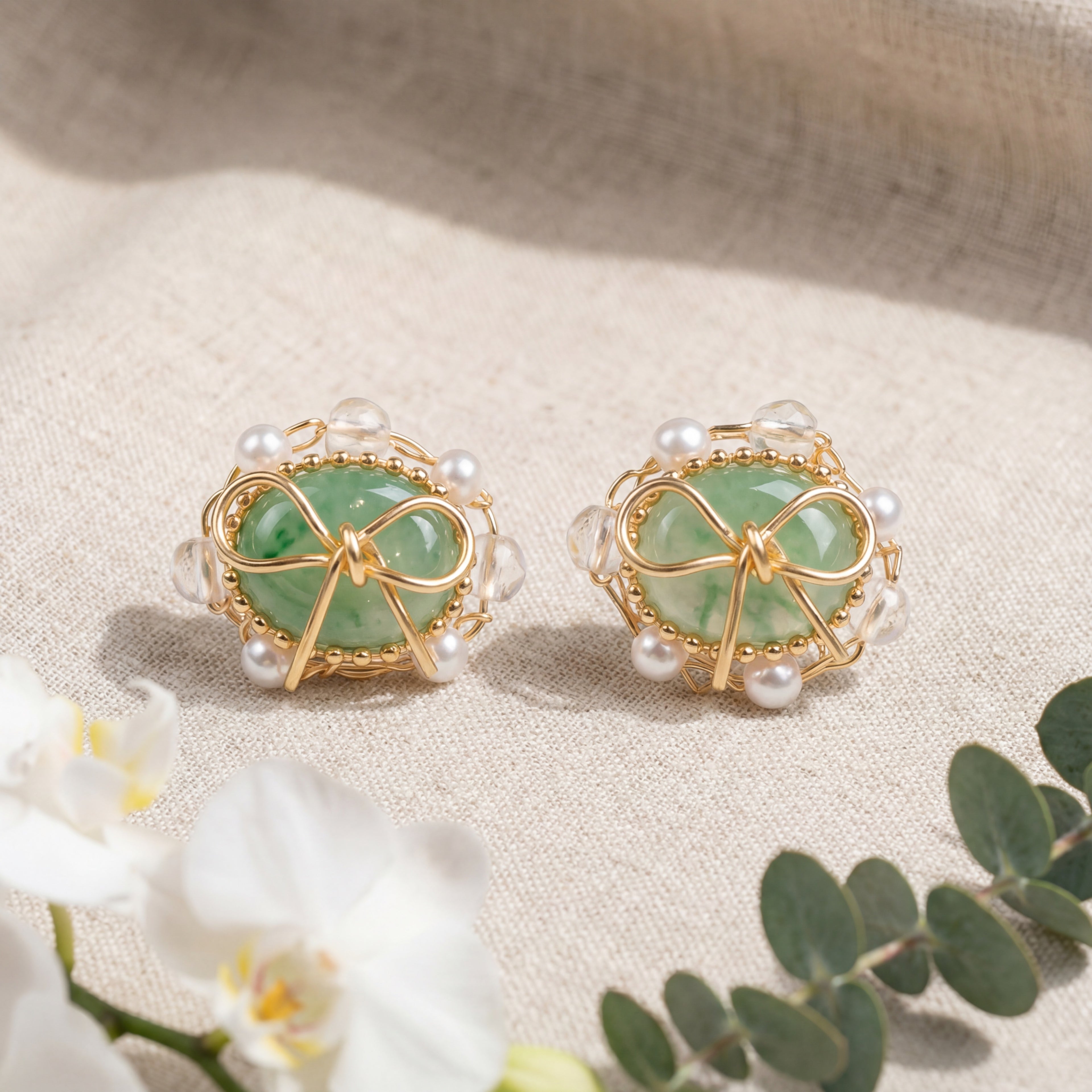 Korean The Sage & Silk Bow Studs : YUFSER307