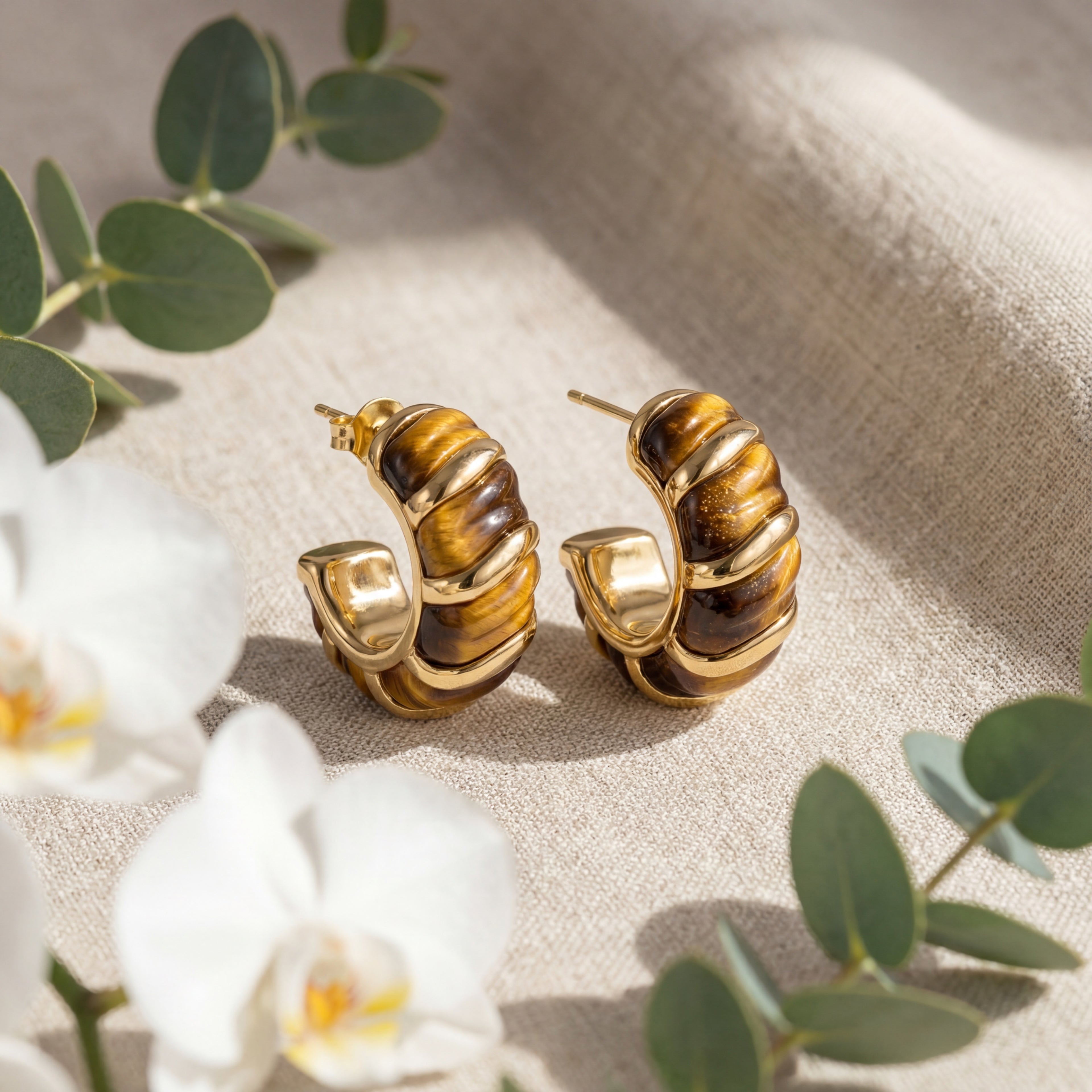 Korean Tiger-Print C-Hoops : YUFSER309
