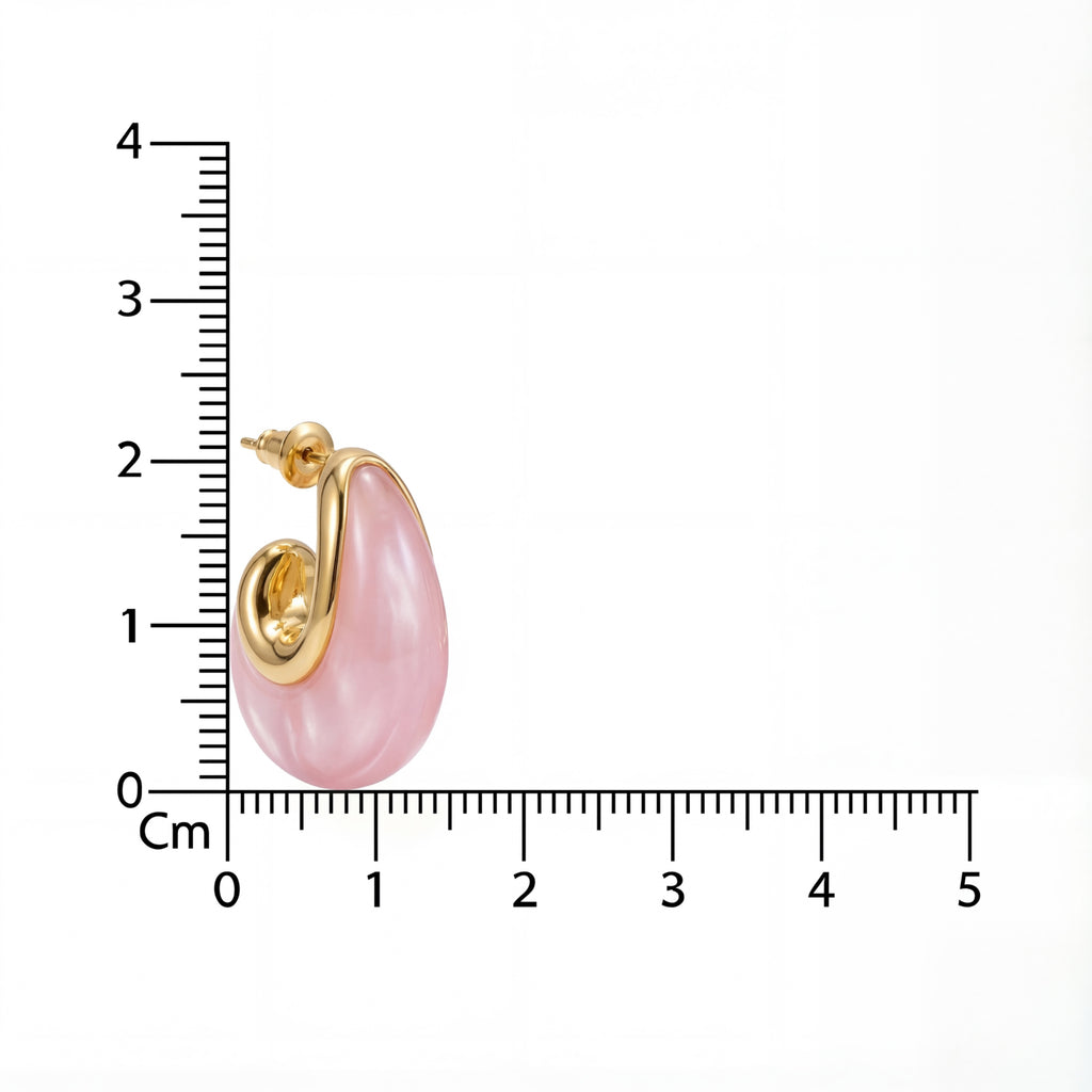 Korean Blushing Marble Teardrop Studs : YUFSER310