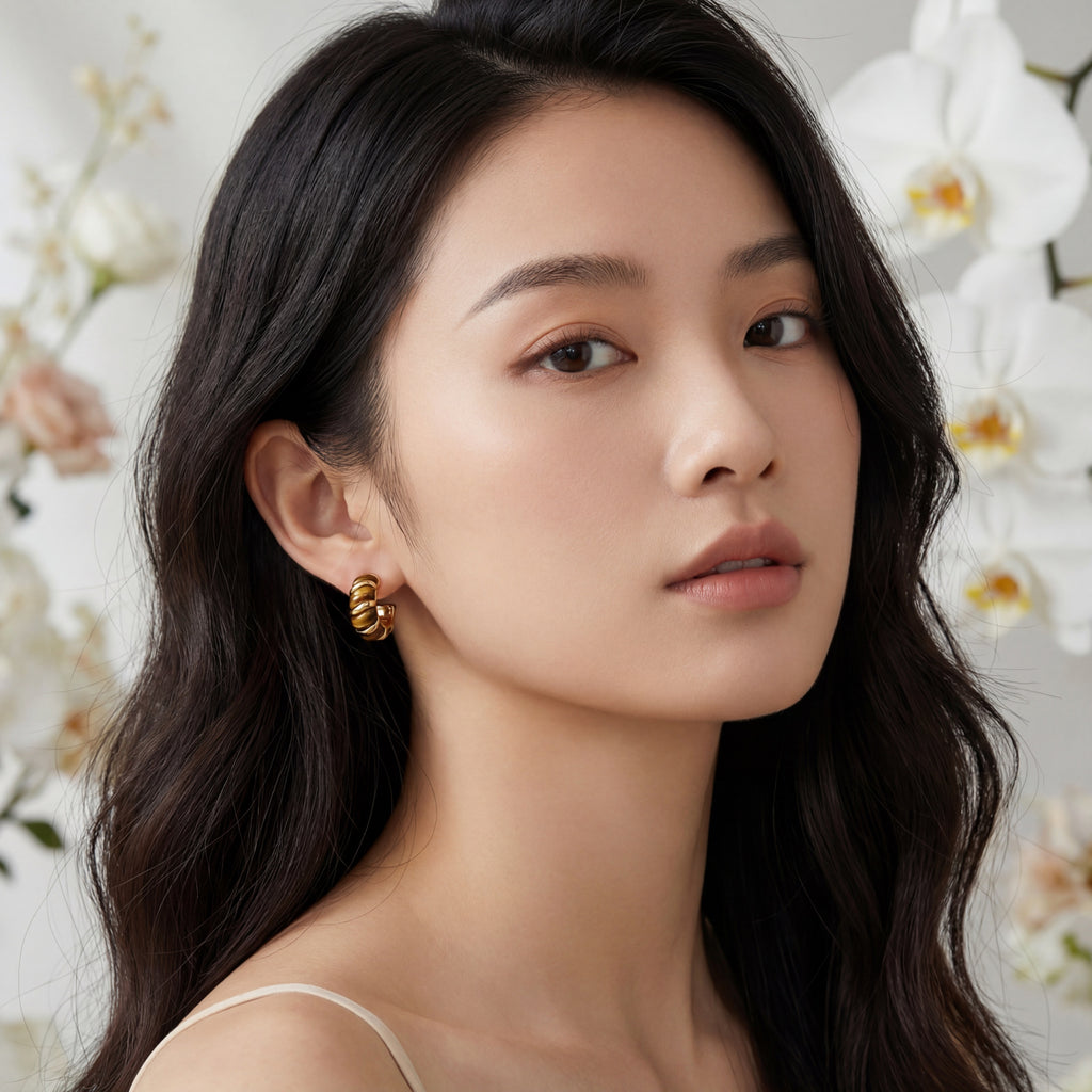 Korean Tiger-Print C-Hoops : YUFSER309