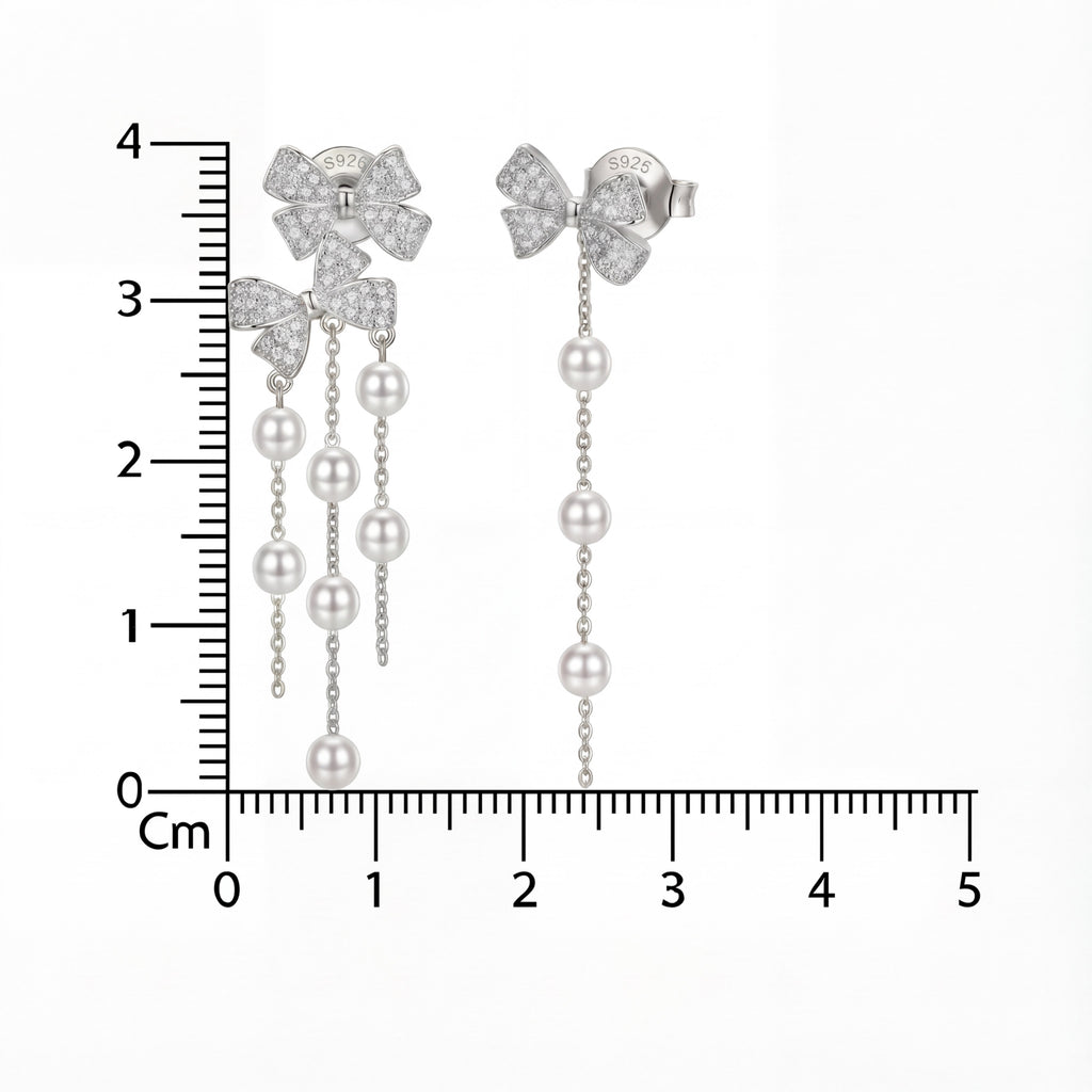 Korean Bow & Shimmering Pearl Drop Earring : YUFSER009-SL