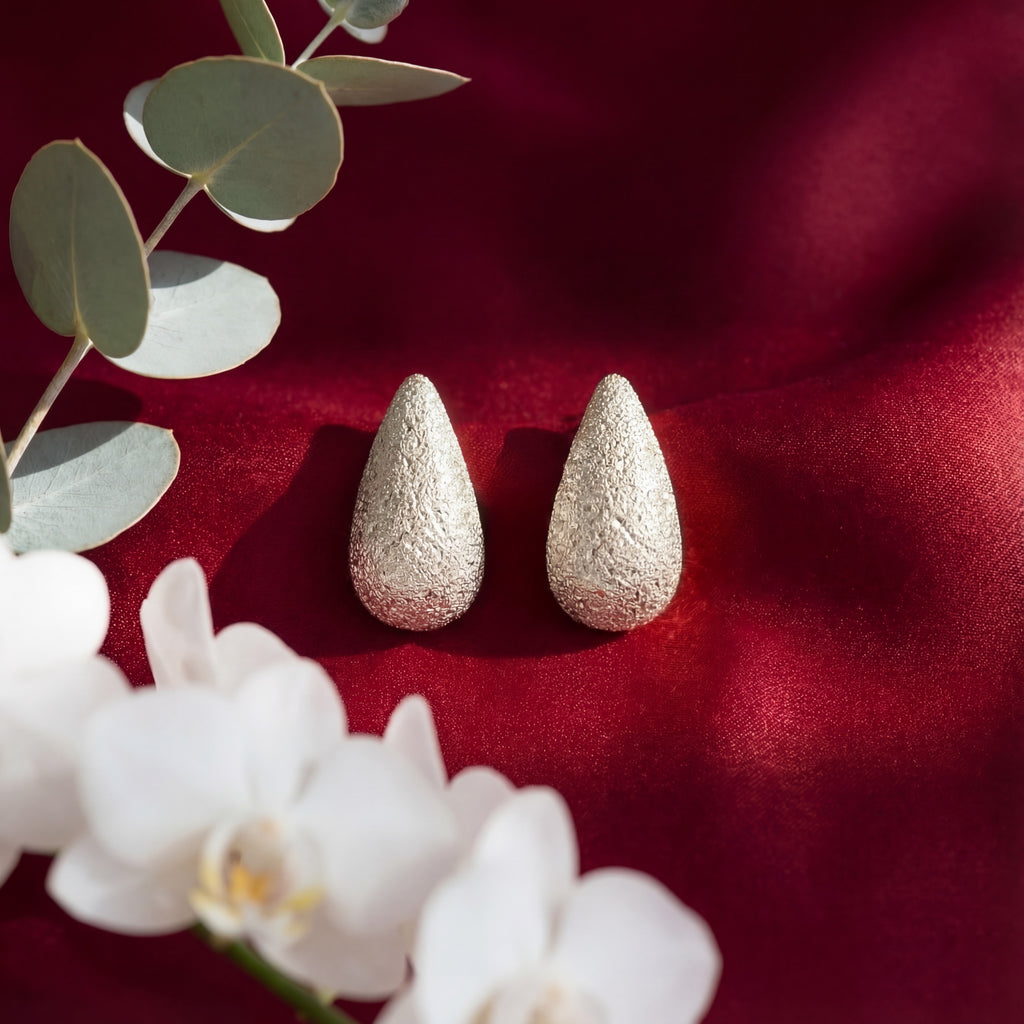 Korean Frost Teardrop Stud Earrings