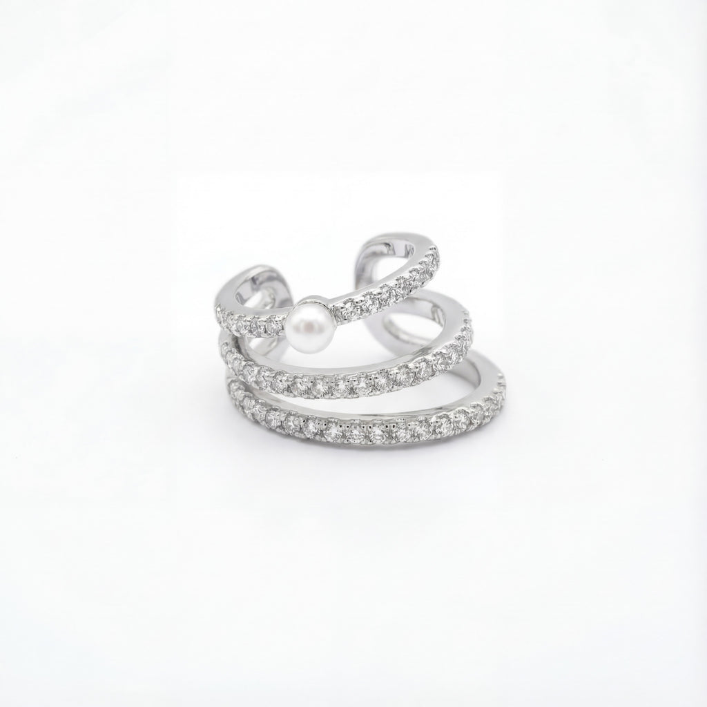 Korean Triple-Row Pearl Ear Cuff : YUFSER011-SL
