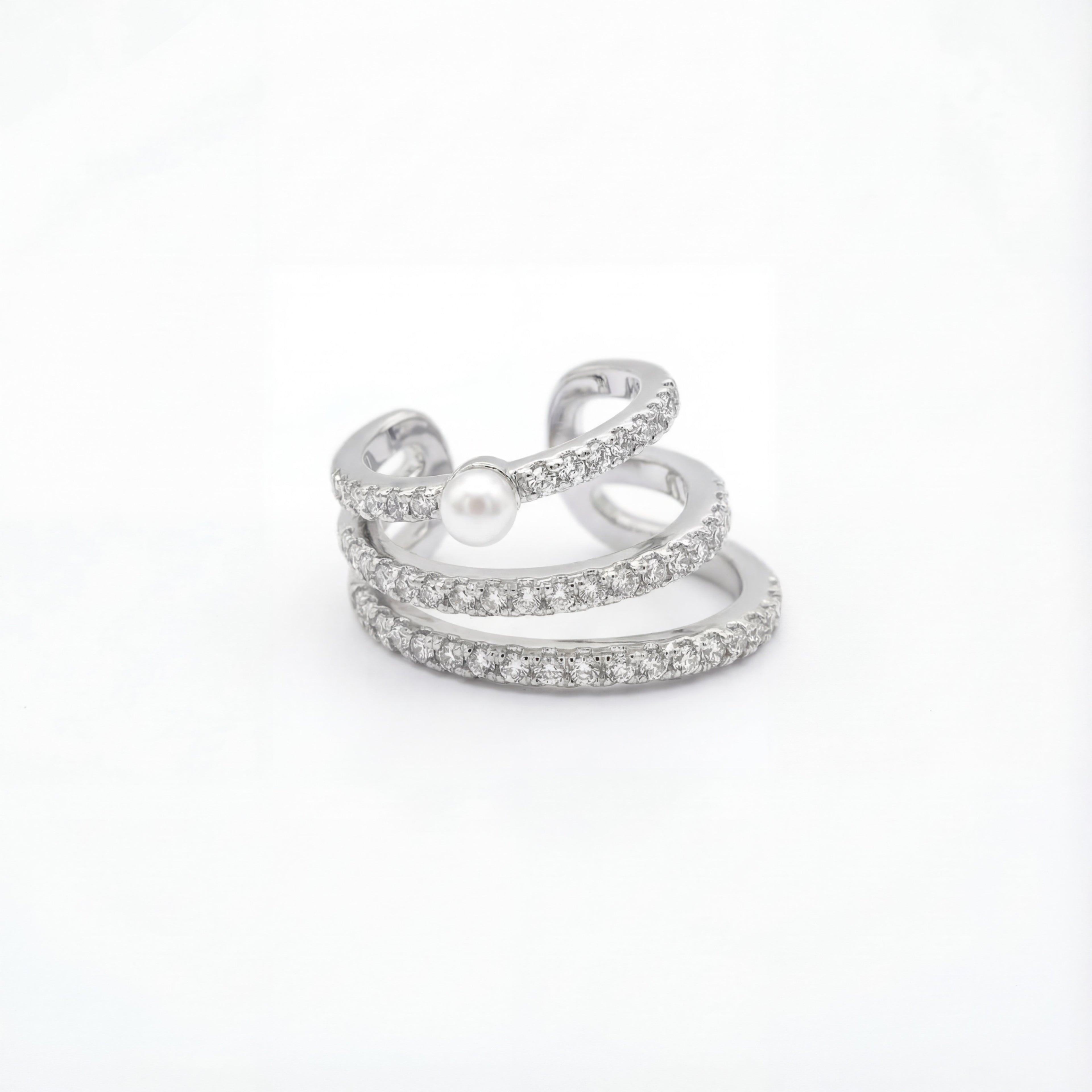 Korean Triple-Row Pearl Ear Cuff : YUFSER011-SL