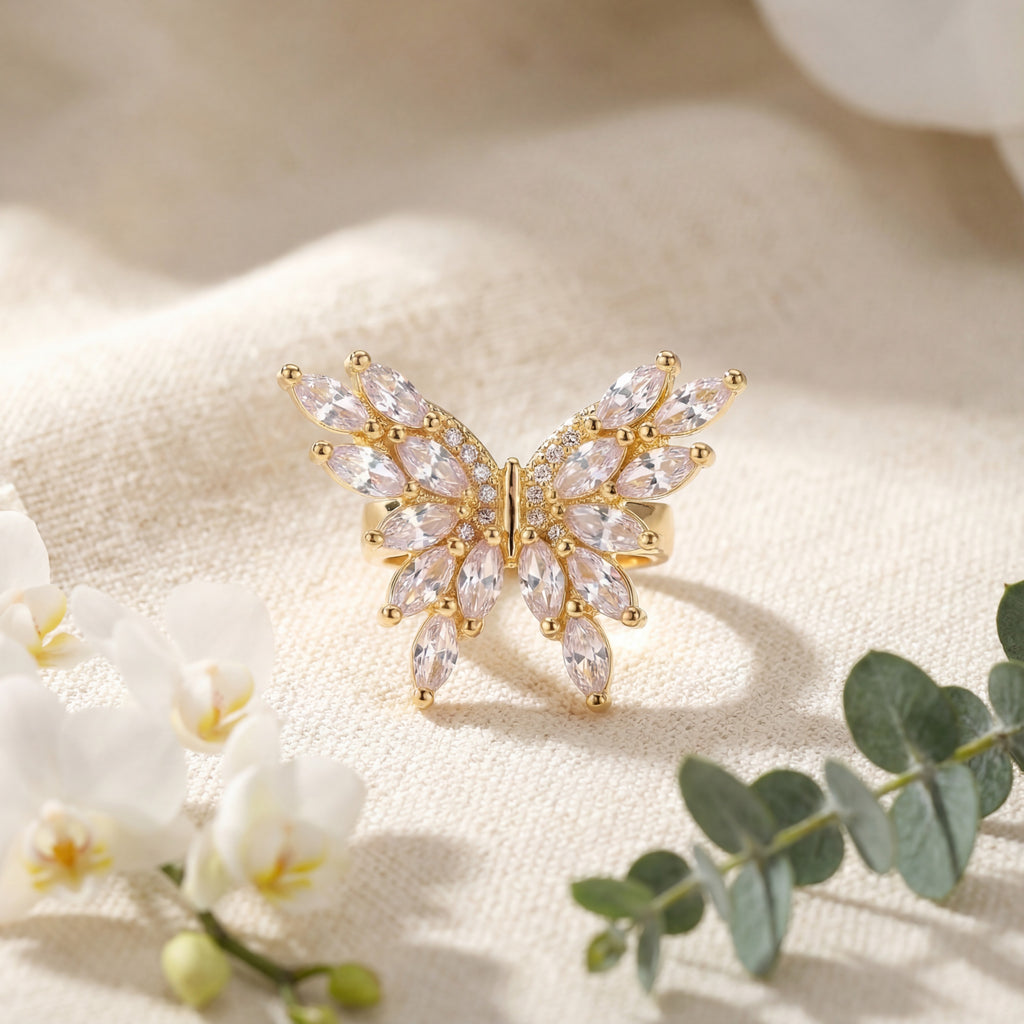 Korean Crystal Butterfly Statement Ear Cuff : YUFSER015-YG