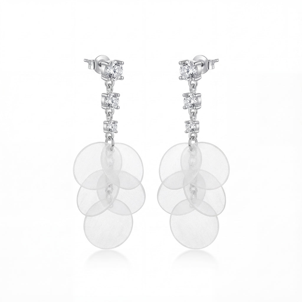 Korean Ethereal Frosted Petal Dangles : YUFSER328