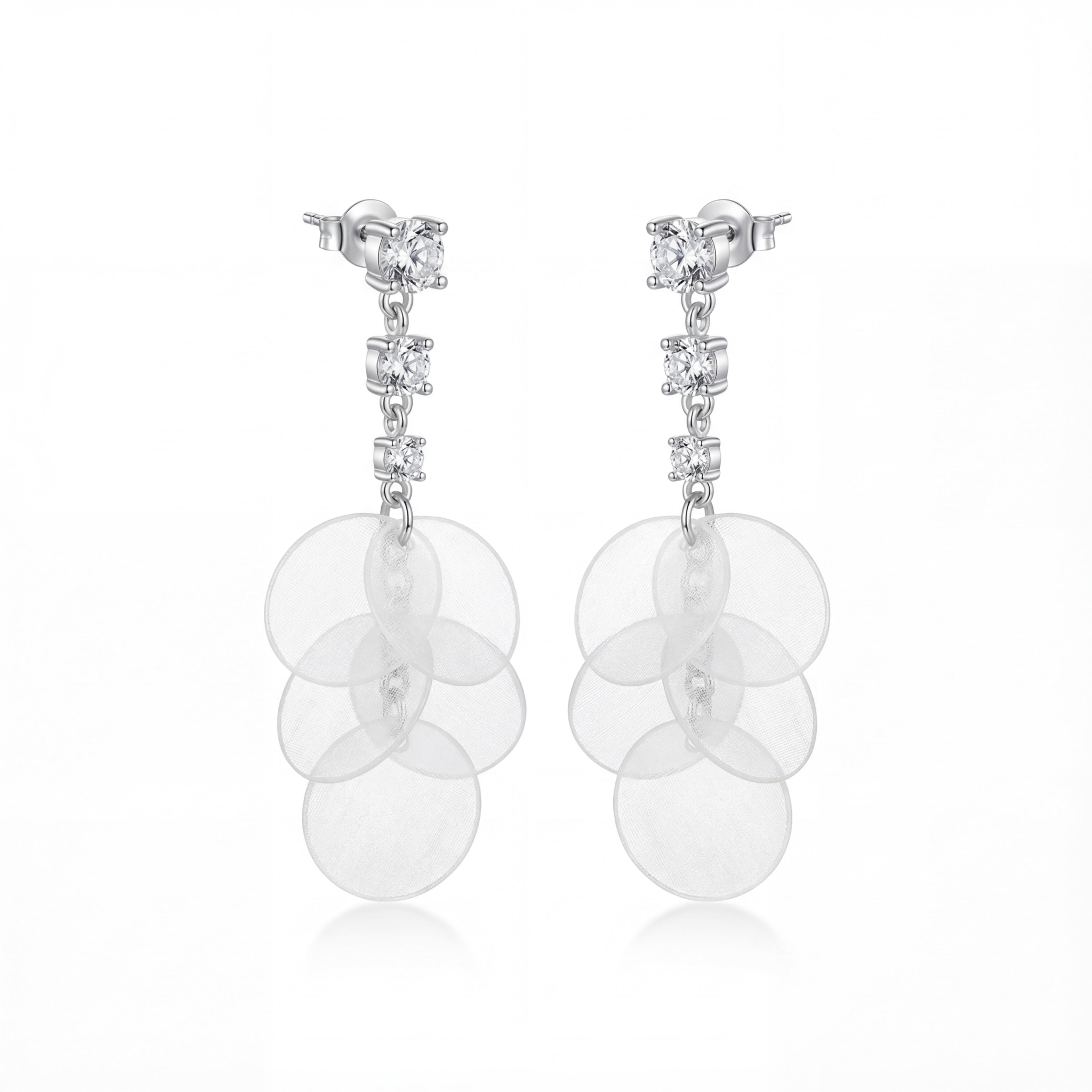 Korean Ethereal Frosted Petal Dangles : YUFSER328