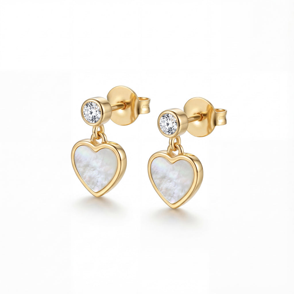 Korean Iridescent Heart Studs : YUFSER327