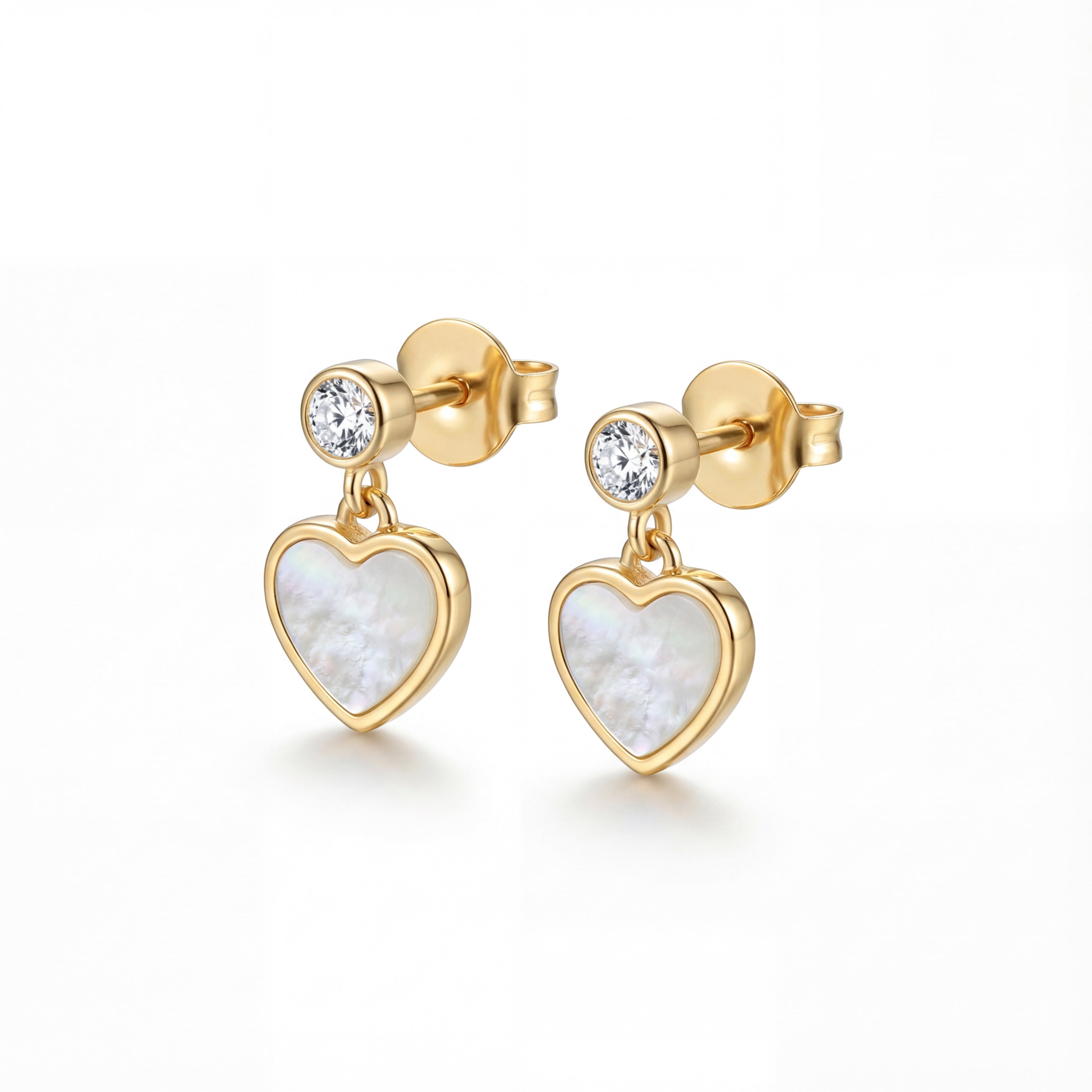 Korean Iridescent Heart Studs : YUFSER327