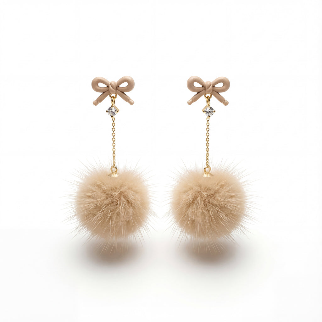 Korean Silver Mist Crystal Pom Drops : YUFSER331