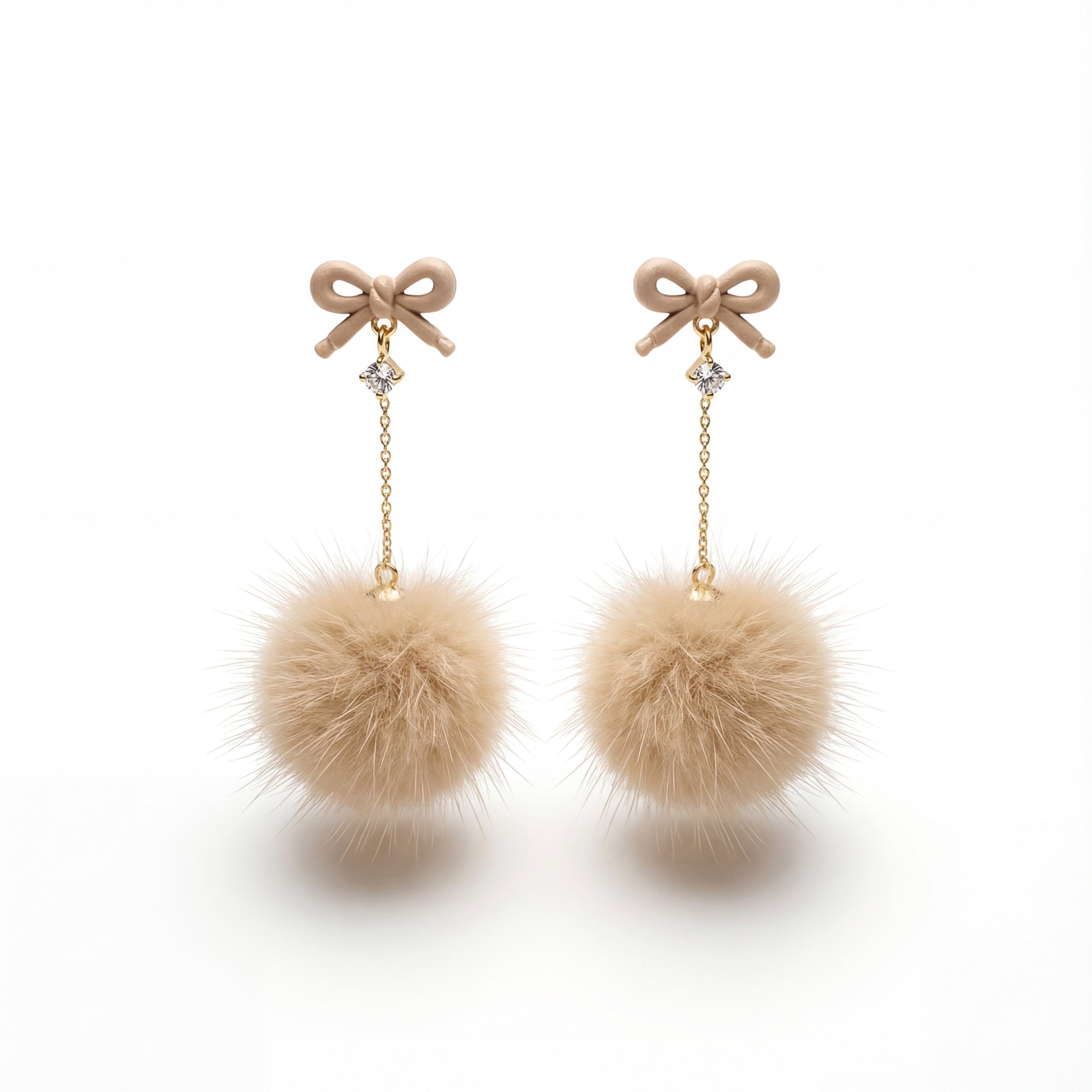 Korean Silver Mist Crystal Pom Drops : YUFSER331