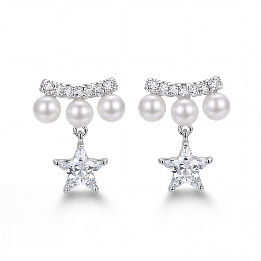Korean Pearl Horizon Star Dangles : YUFSER333