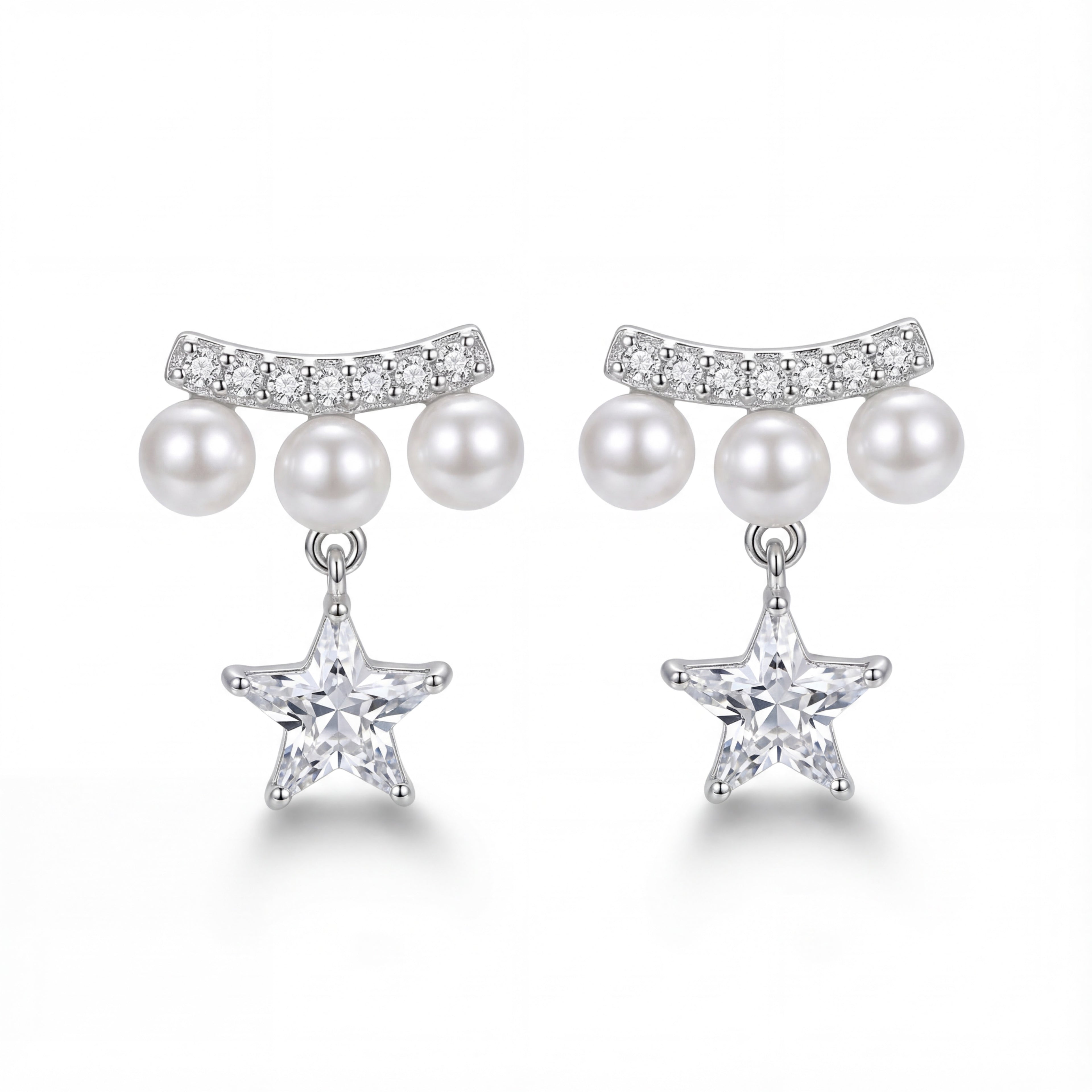 Korean Pearl Horizon Star Dangles : YUFSER333