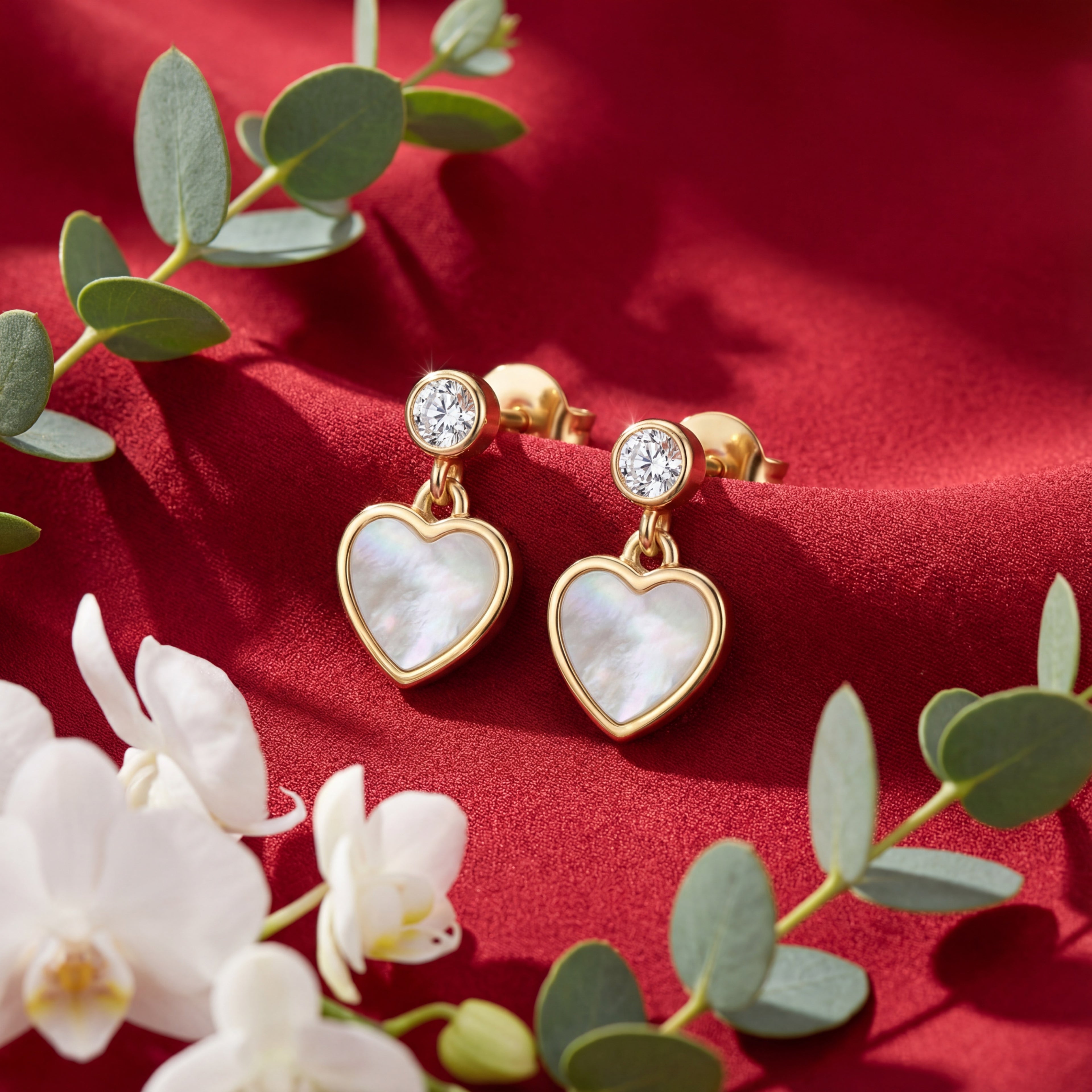 Korean Iridescent Heart Studs : YUFSER327