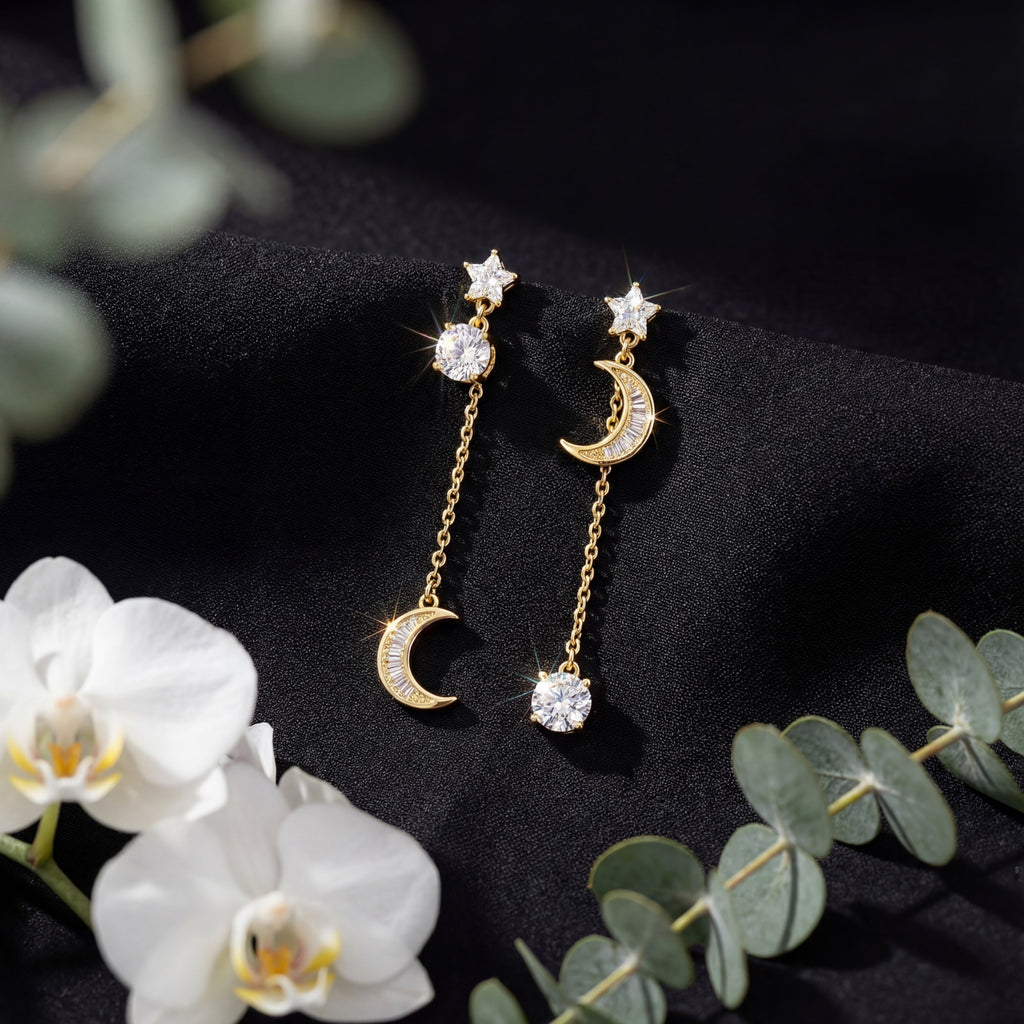 Korean Celestial Moon & Star Mismatched Threaders : YUFSER334
