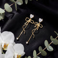 Korean Heart & Ribbon Long Dangles : YUFSER335