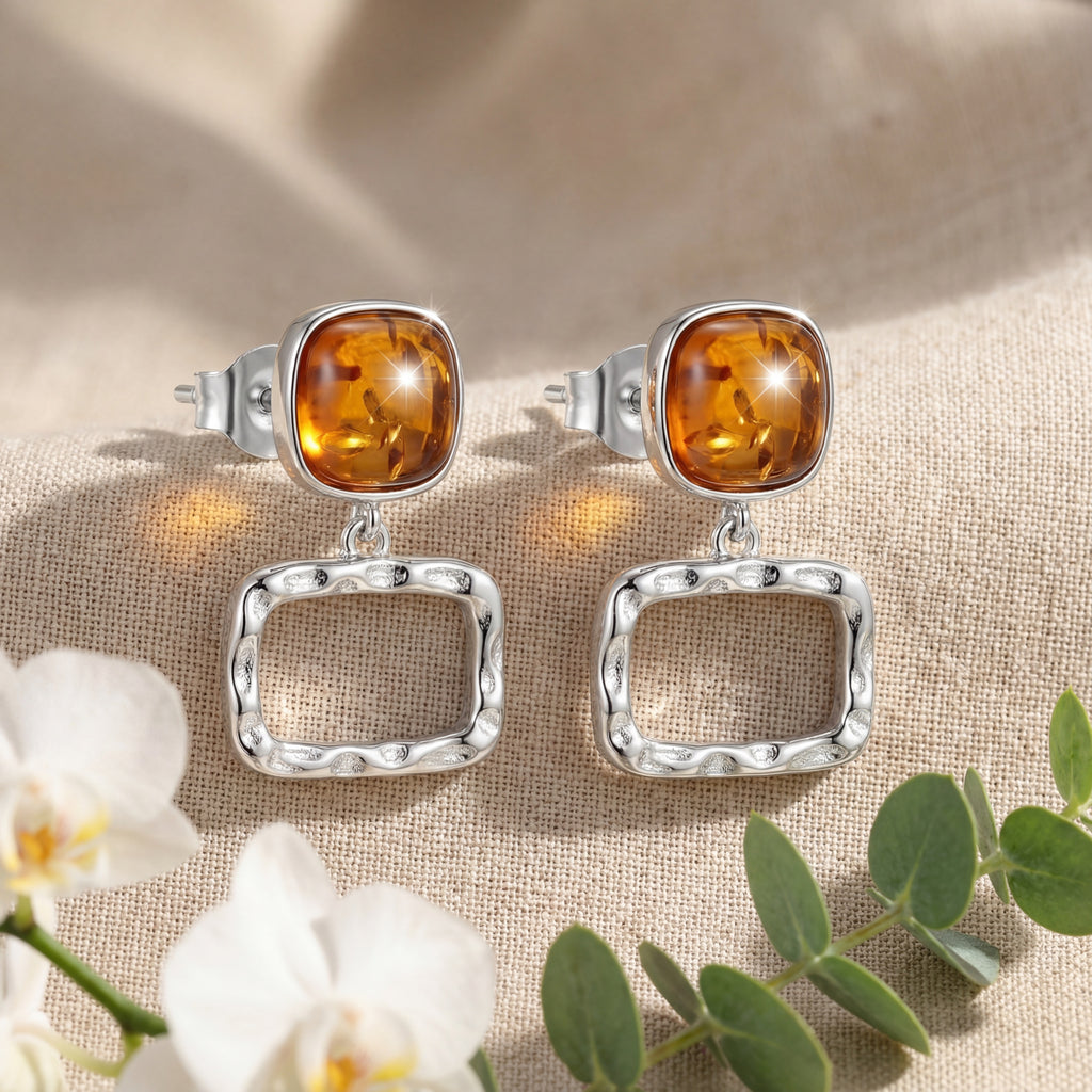 Korean Modern Amber Resin Geometric Drops : YUFSER332