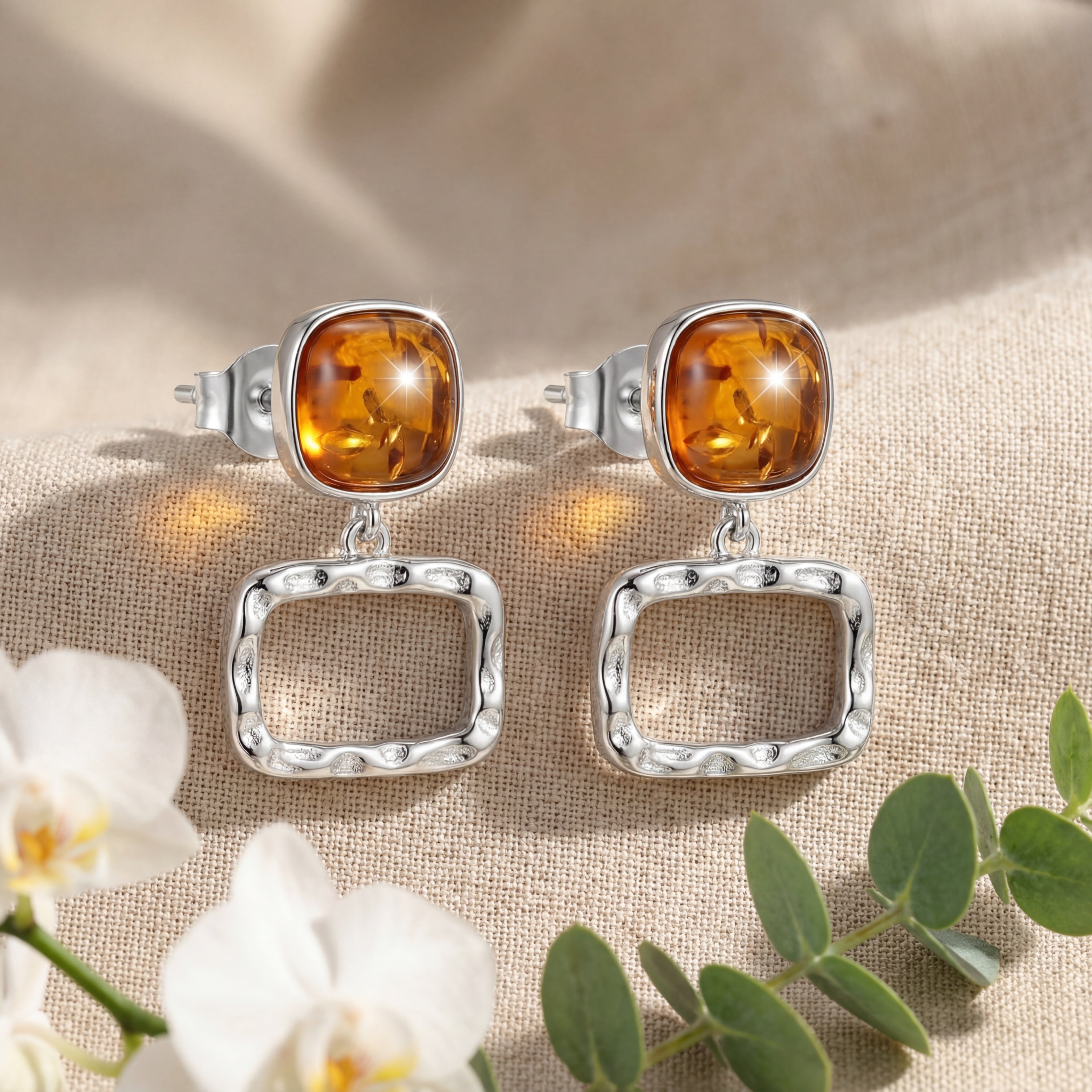 Korean Modern Amber Resin Geometric Drops : YUFSER332