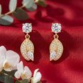 Korean Sparkling Crystal Leaf Drop Earrings : YUFSER326