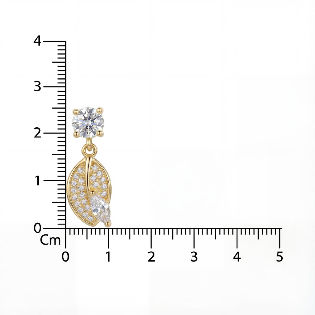 Korean Sparkling Crystal Leaf Drop Earrings : YUFSER326