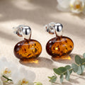 Korean Timeless Amber Oval Studs : YUFSER349