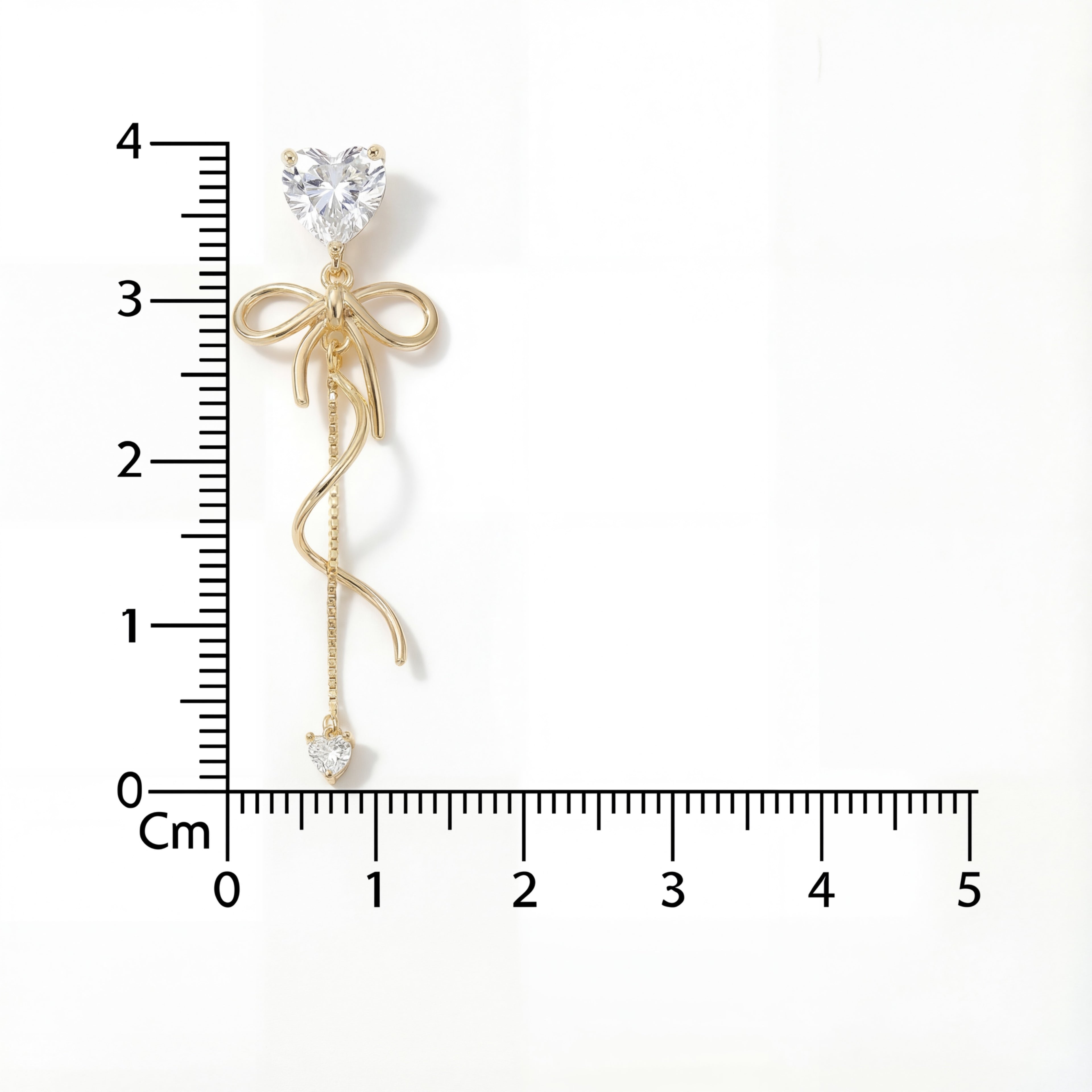 Korean Heart & Ribbon Long Dangles : YUFSER335