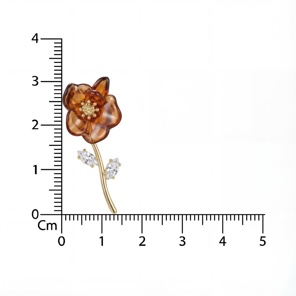 Korean Autumn Bloom Amber Crystal Studs : YUFSER346