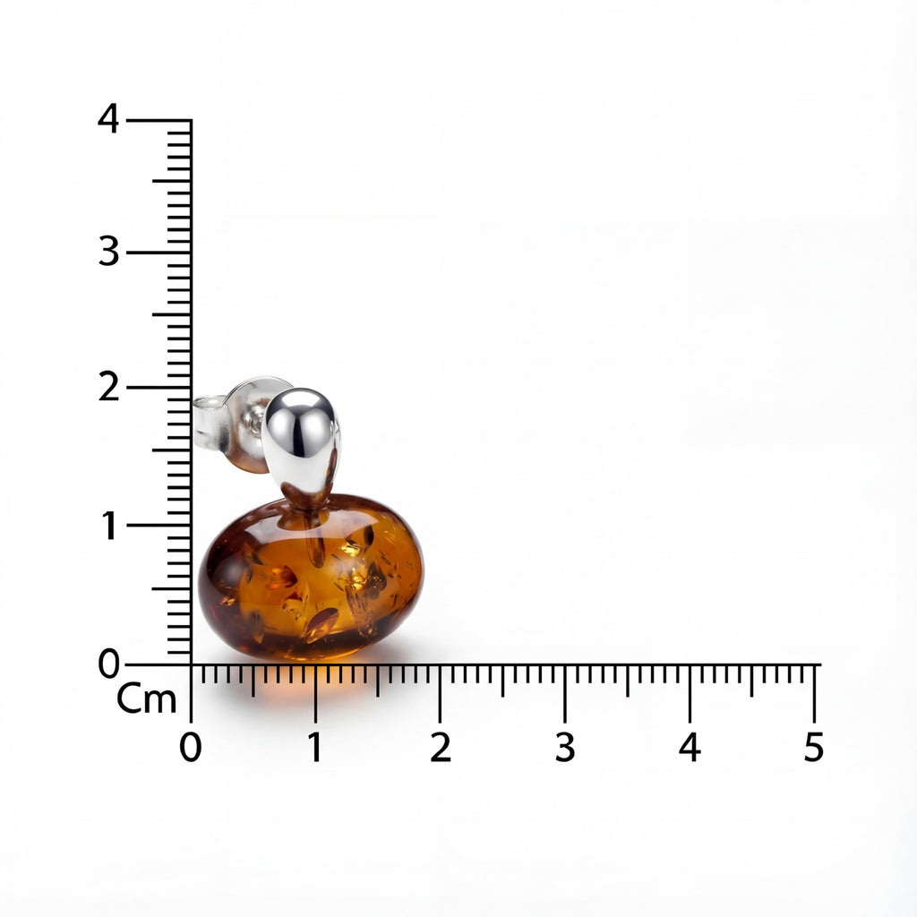 Korean Timeless Amber Oval Studs : YUFSER349